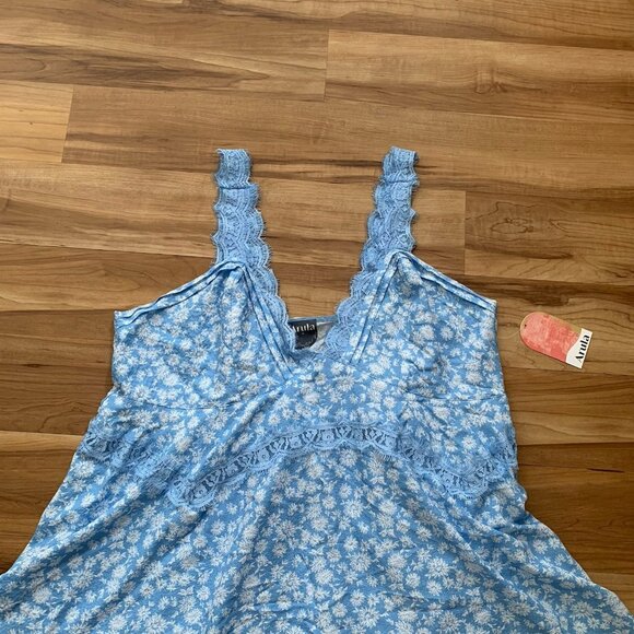 Arula 2X Light Blue Floral Dress Sleeveless Lace Mini Lined Sundress NWT - Picture 2 of 13